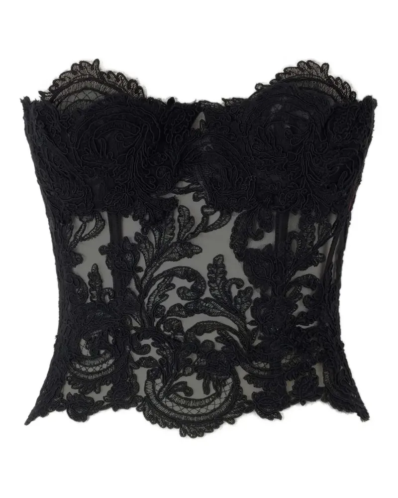 Ermanno Scervino lace-overlay corset top - Schwarz Schwarz