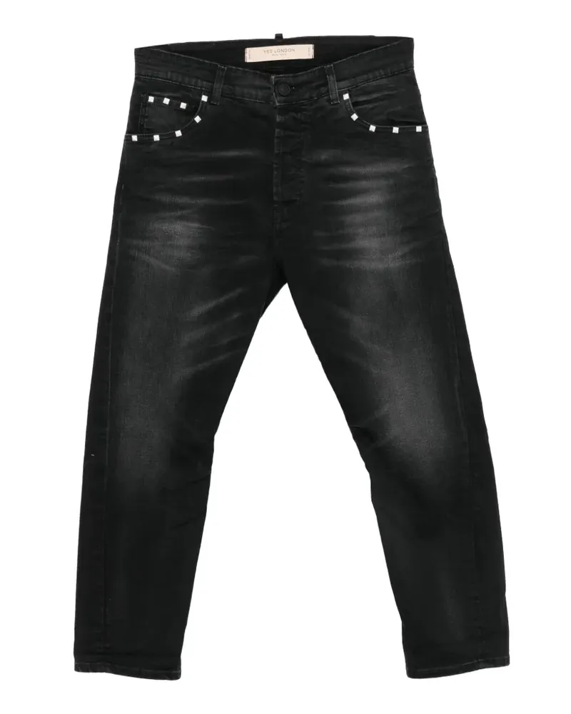 Yes London stud-embellished faded denim jeans - Schwarz Schwarz