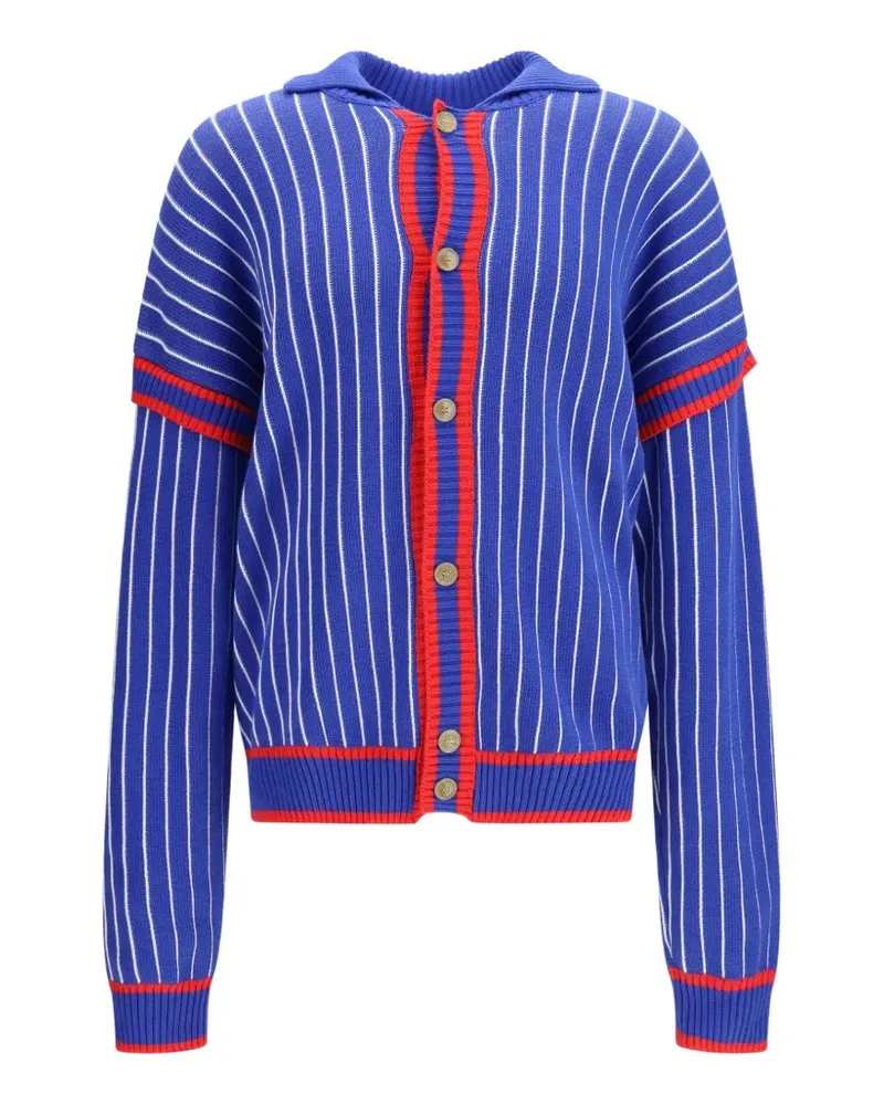GCDS pinstriped cardigan - Blau Blau