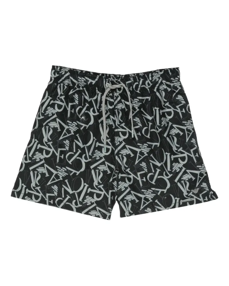 Emporio Armani Badeshorts mit Logo-Print - Schwarz Schwarz