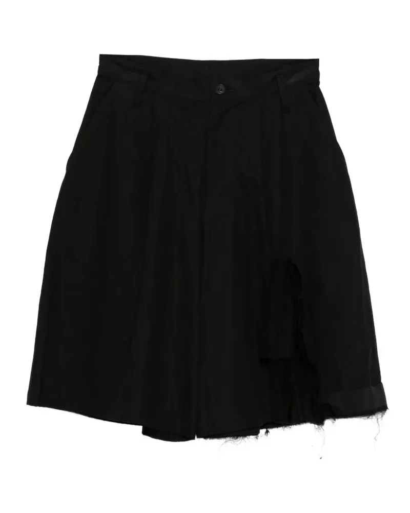 Yohji Yamamoto Shorts im Distressed-Look - Schwarz Schwarz