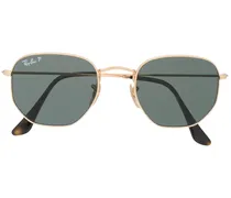 Sonnenbrille mit sechseckigem Gestell - Gold