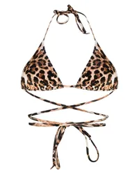 VETEMENTS Bikinioberteil mit Leoparden-Print Braun