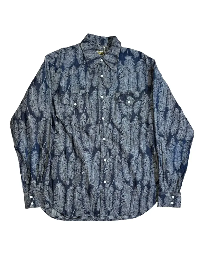 KAPITAL Magpie Langarm-Jeanshemd - Blau Blau