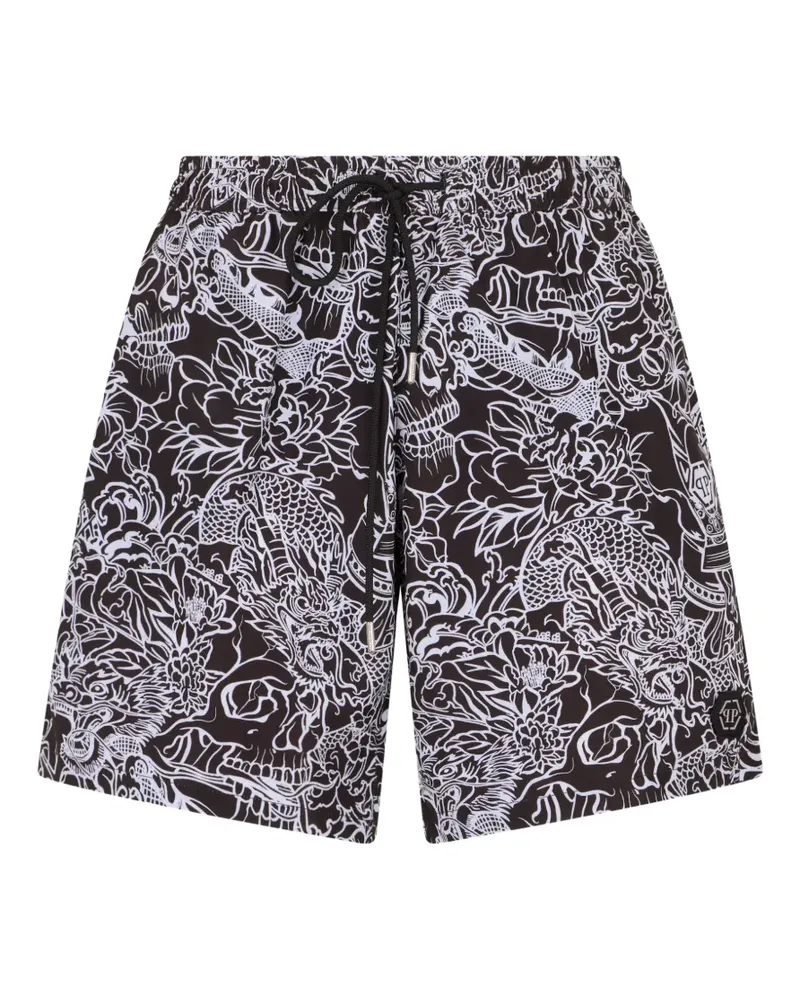 Philipp Plein swimming shorts Skull all-over - Schwarz Schwarz