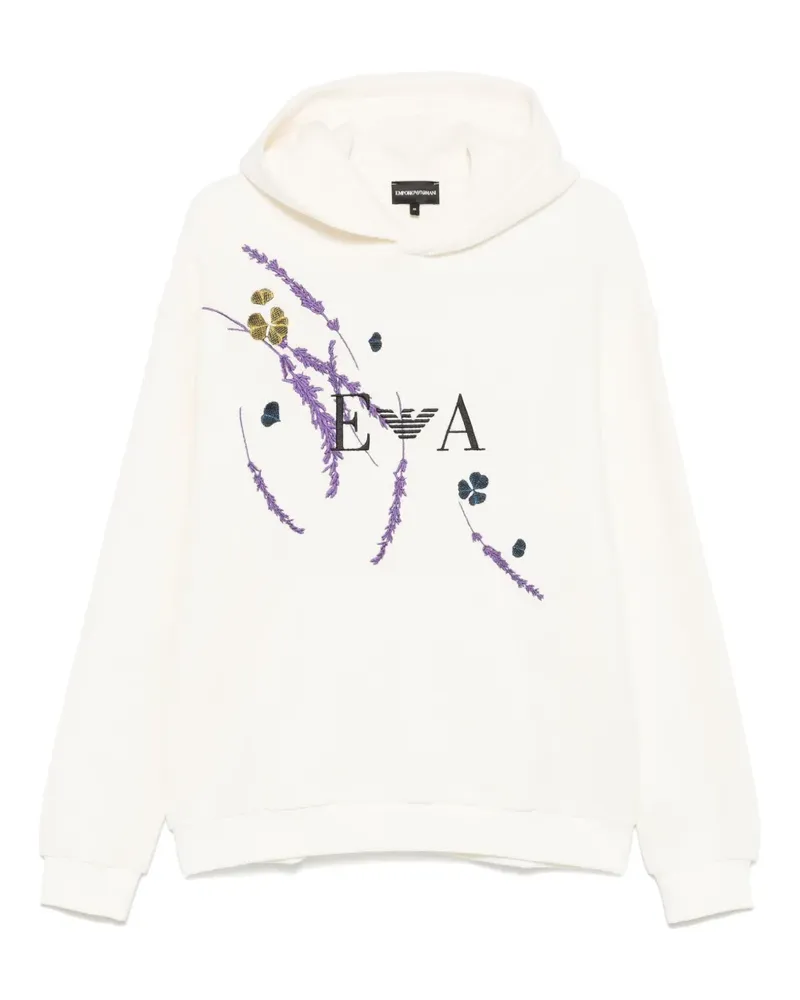 Emporio Armani Hoodie mit Logo-Stickerei - Weiß Weiß