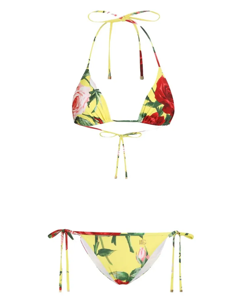 Dolce & Gabbana Bikini mit Blumen-Print - Gelb Gelb