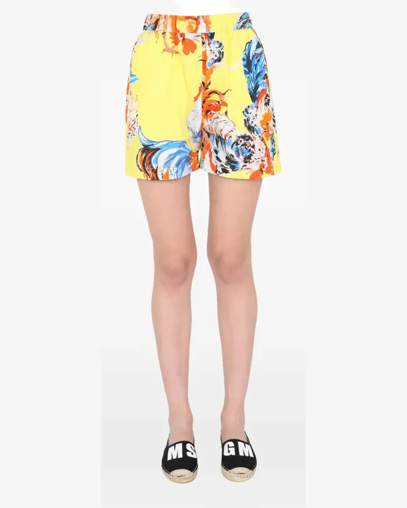 MSGM printed elasticated-waist shorts - Gelb Gelb