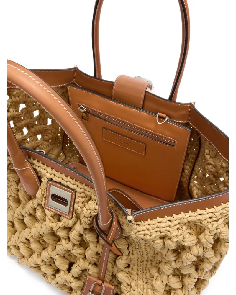 Ermanno Scervino woven leather-trim tote bag - Nude Nude
