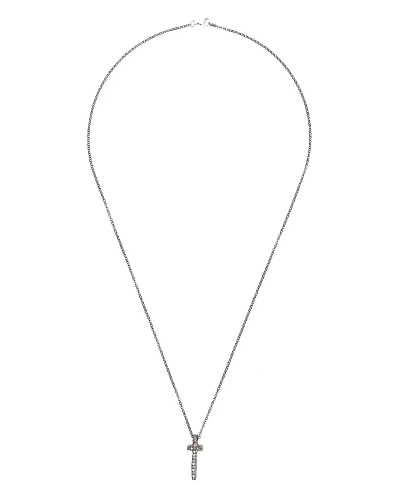 Rosa Maria Halskette aus Sterlingsilber mit Kreuzanhänger mit Diamant Silber