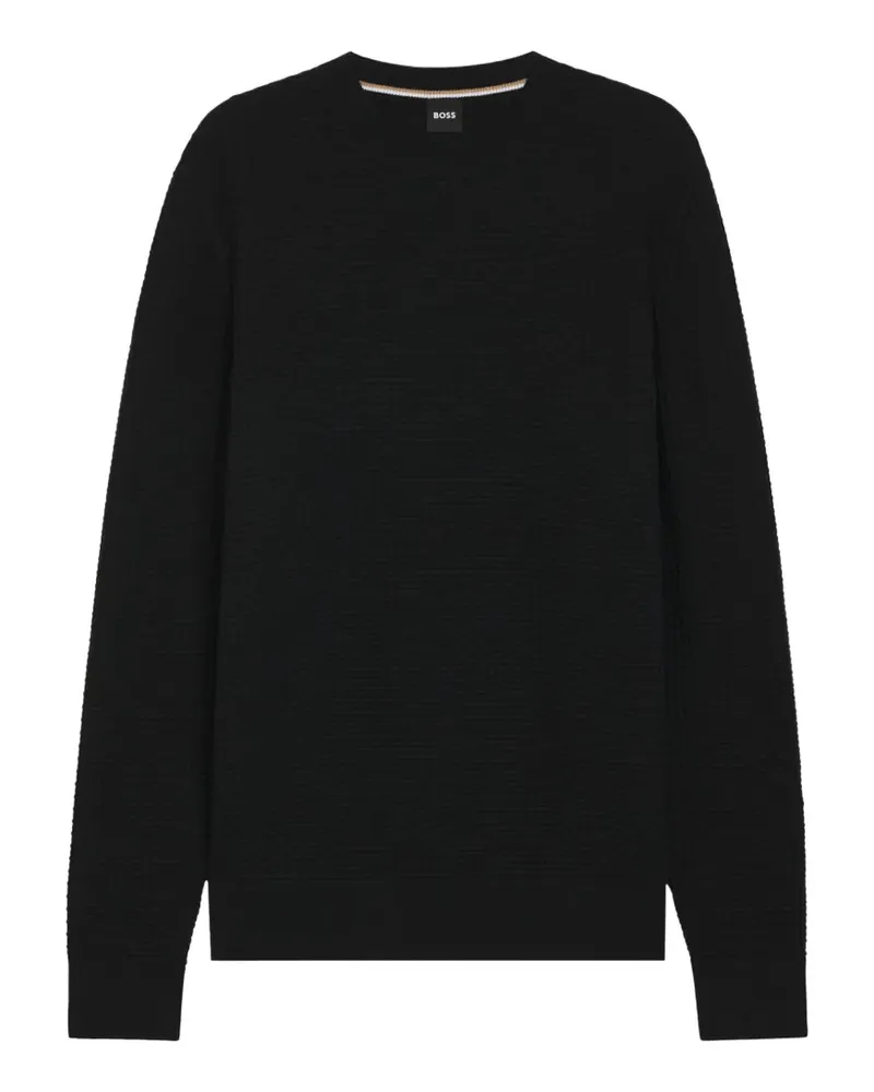 HUGO BOSS Pullover mit gestrickter Struktur - Schwarz Schwarz