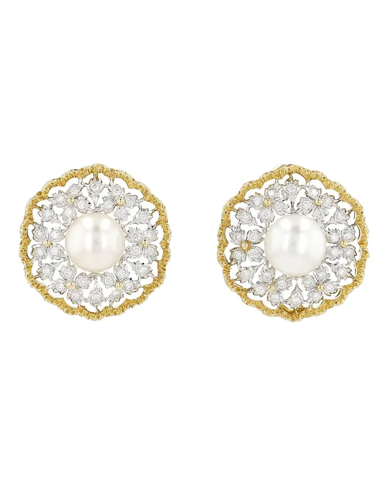 Buccellati 2010 Gelbgoldohrringe mit Perlen in Diamantform Gold