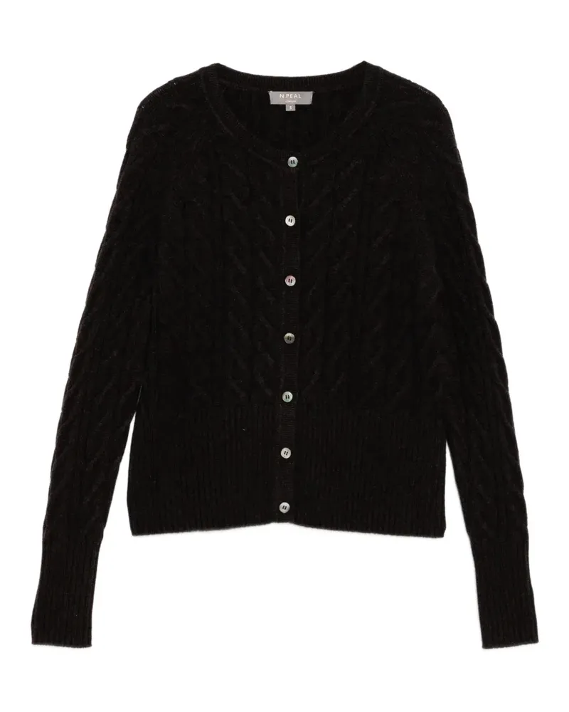 N.Peal Myla Kaschmircardigan mit Zopfmuster - Nude Nude