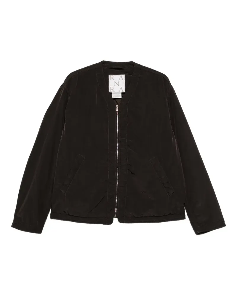 RANRA logo-embroidered zip-up jacket - Schwarz Schwarz