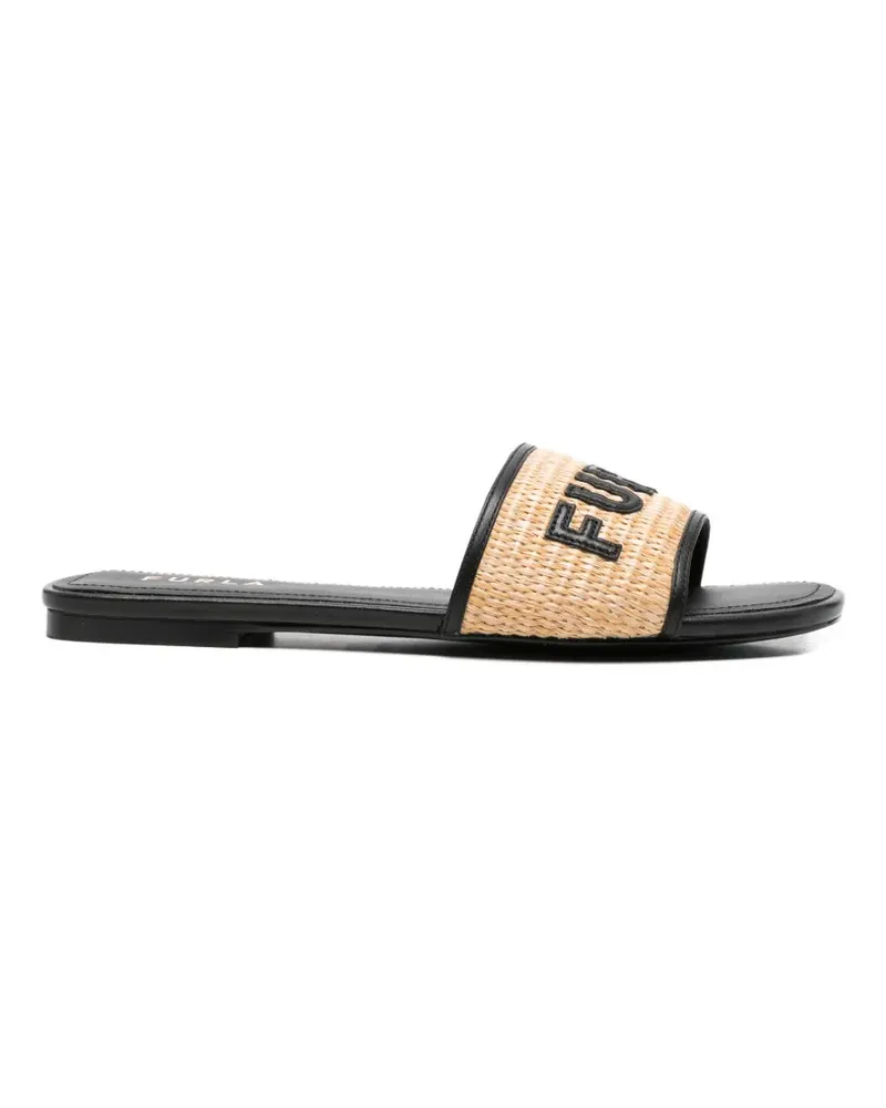Furla logo-lettering flat sandals - Nude Nude