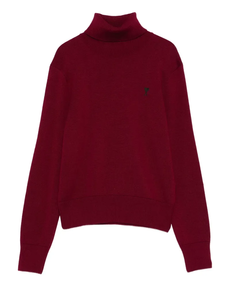 AMI Paris Rollkragenpullover mit Herz-Logo - Rot Rot