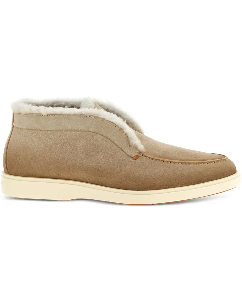 Santoni Stiefel aus Wildleder - Nude Nude