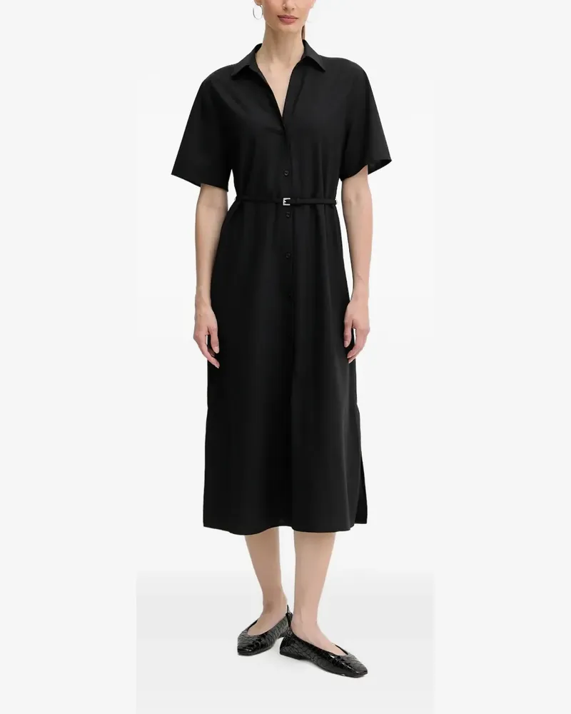HUGO BOSS Midi-Hemdkleid mit Gürtel - Schwarz Schwarz