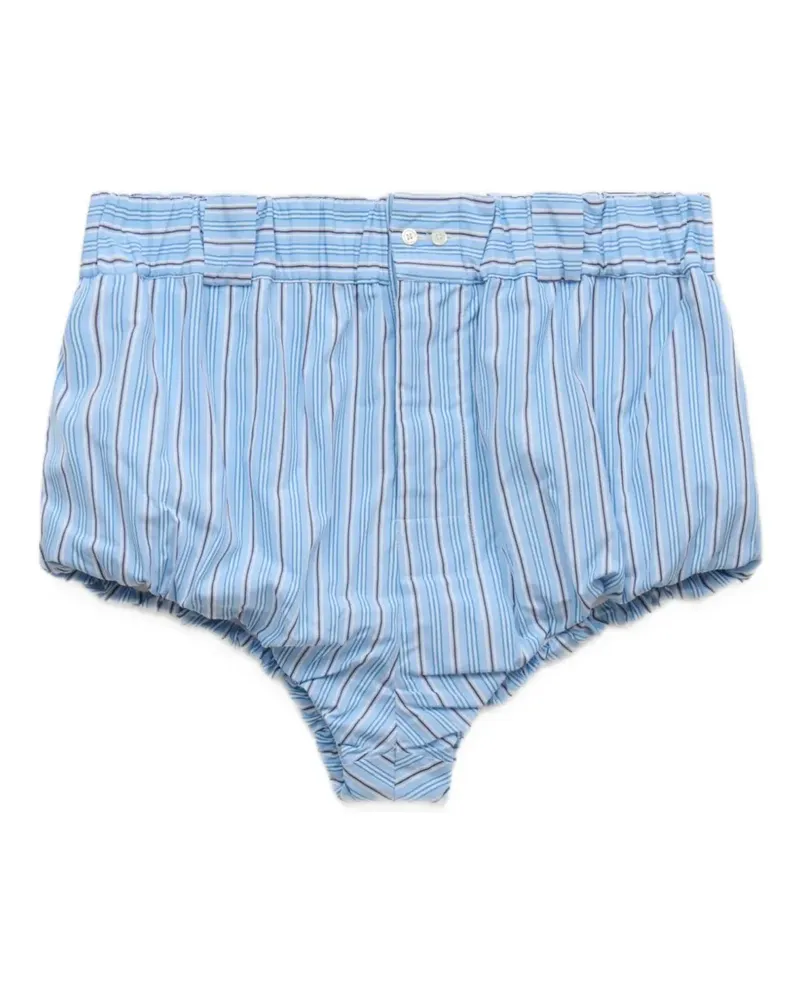 Marni Hellblau gestreifte Popeline-Shorts Blau