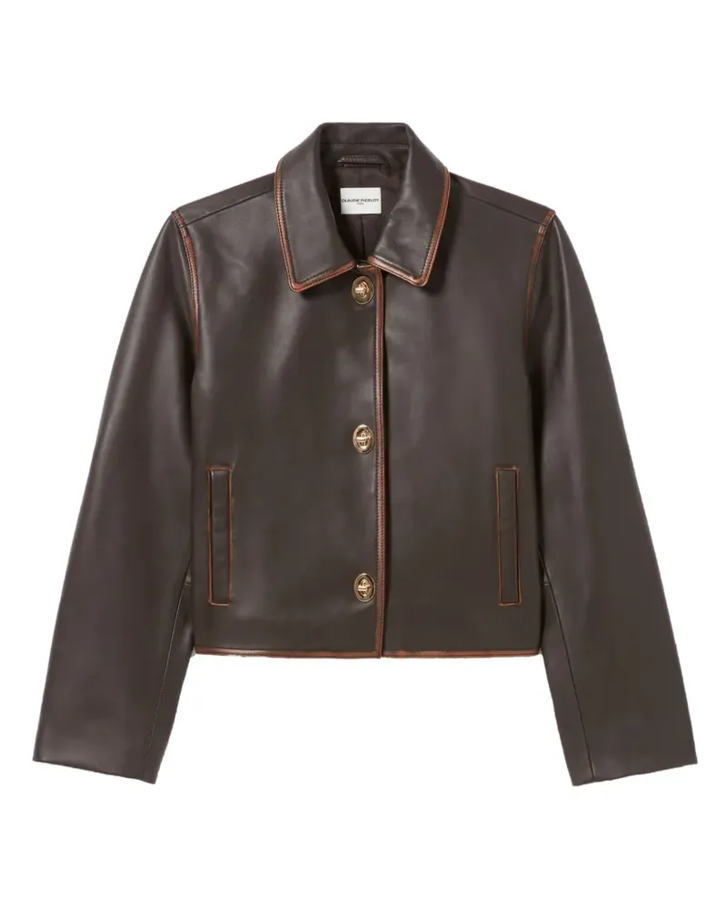 Claudie Pierlot Cropped-Jacke aus Leder - Braun Braun