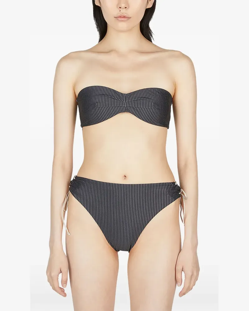 St. Agni striped bandeau bikini top - Grau Grau