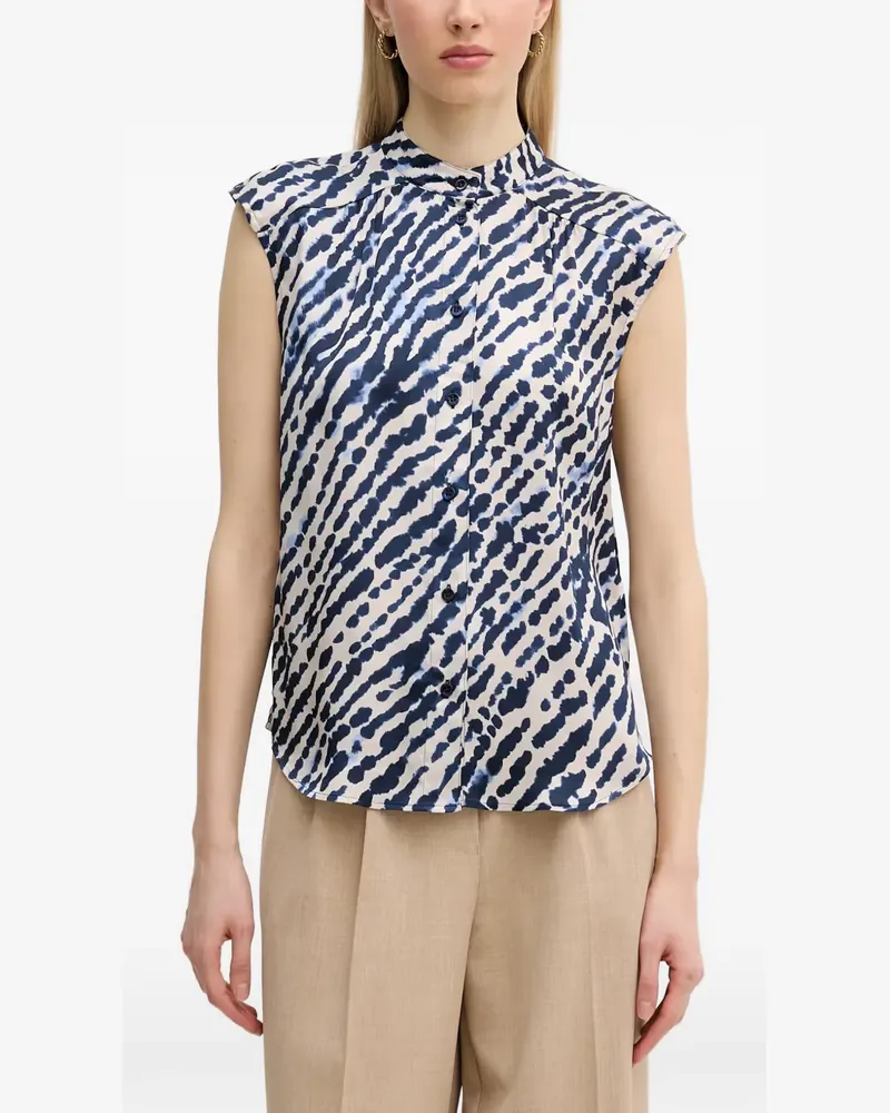 MARC AUREL abstract-print sleeveless shirt - Nude Nude