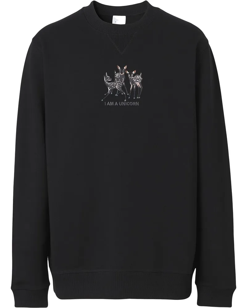 Burberry Sweatshirt mit Rehstickerei Schwarz