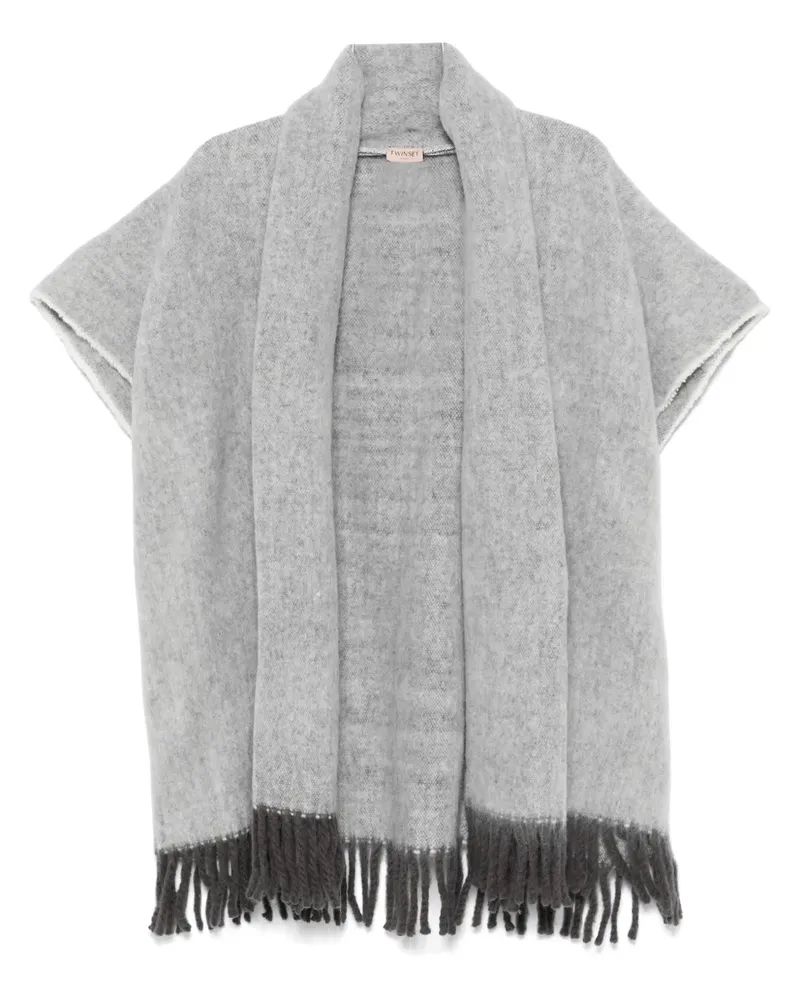 Twin-Set Poncho mit Fransen - Grau Grau