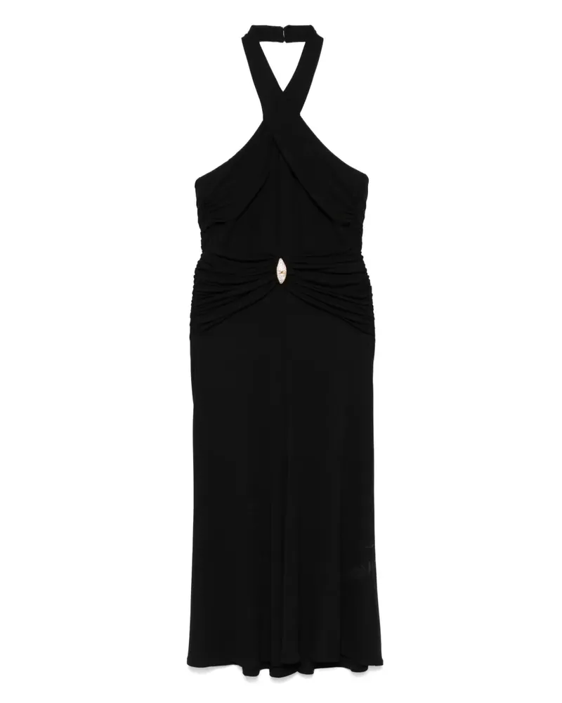 Elisabetta Franchi Midikleid mit Logo-Schild - Schwarz Schwarz