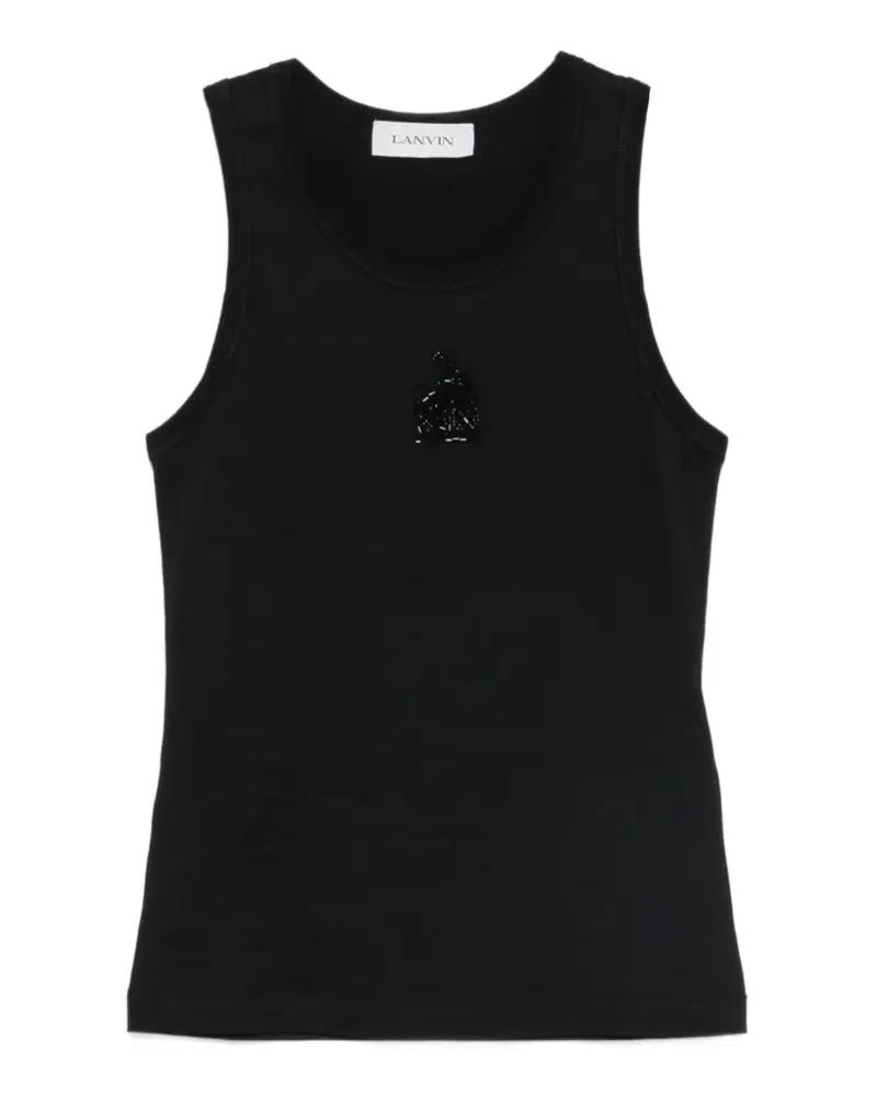 Lanvin beaded-logo ribbed tank top - Schwarz Schwarz