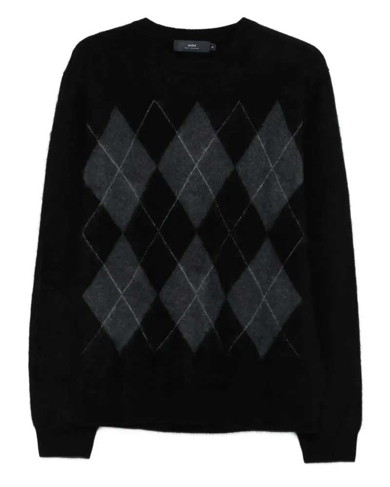 arch4 Gebürsteter Kaschmirpullover mit Argyle-Muster - Schwarz Schwarz