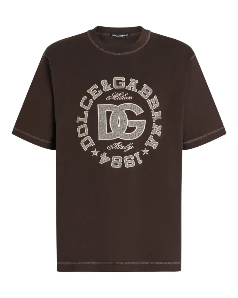 Dolce & Gabbana T-Shirt mit Logo-Stickerei - Braun Braun
