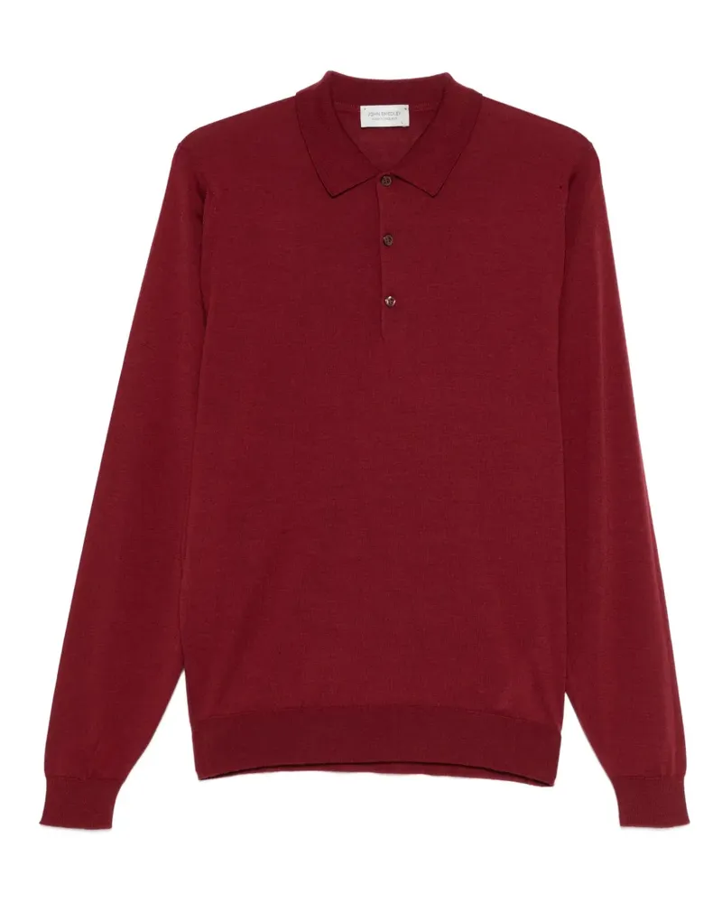 John Smedley Poloshirt mit Knopfleiste - Rot Rot