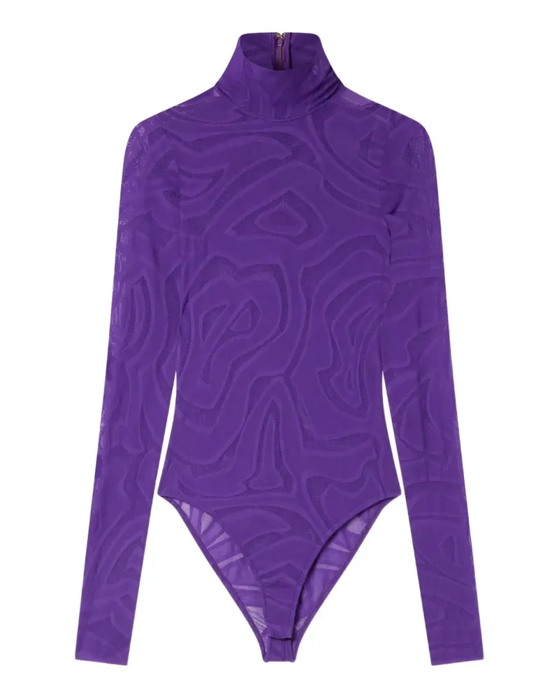 Emilio Pucci Tüll-Body mit Stehkragen - Violett Violett