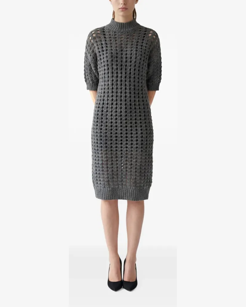 Brunello Cucinelli perforated knit midi dress - Grau Grau