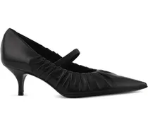 Kitten-Heel-Pumps mit Falten - Schwarz