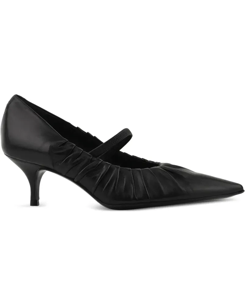 Paul Warmer Kitten-Heel-Pumps mit Falten - Schwarz Schwarz
