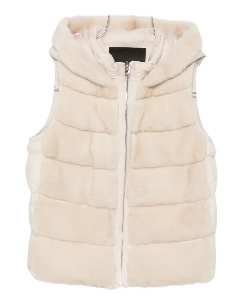 Liska fur-panel hooded gilet - Nude Nude