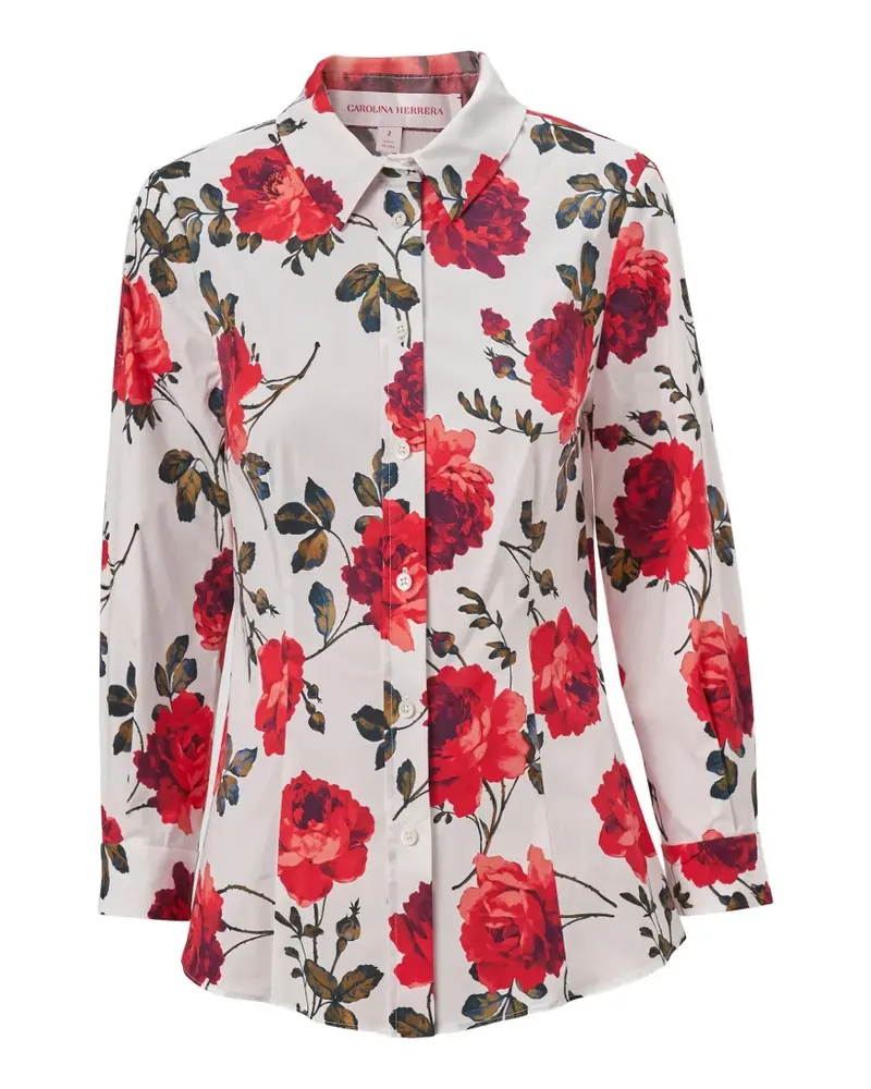 Carolina Herrera New York Icon Hemd mit Rosen-Print - Weiß Weiß
