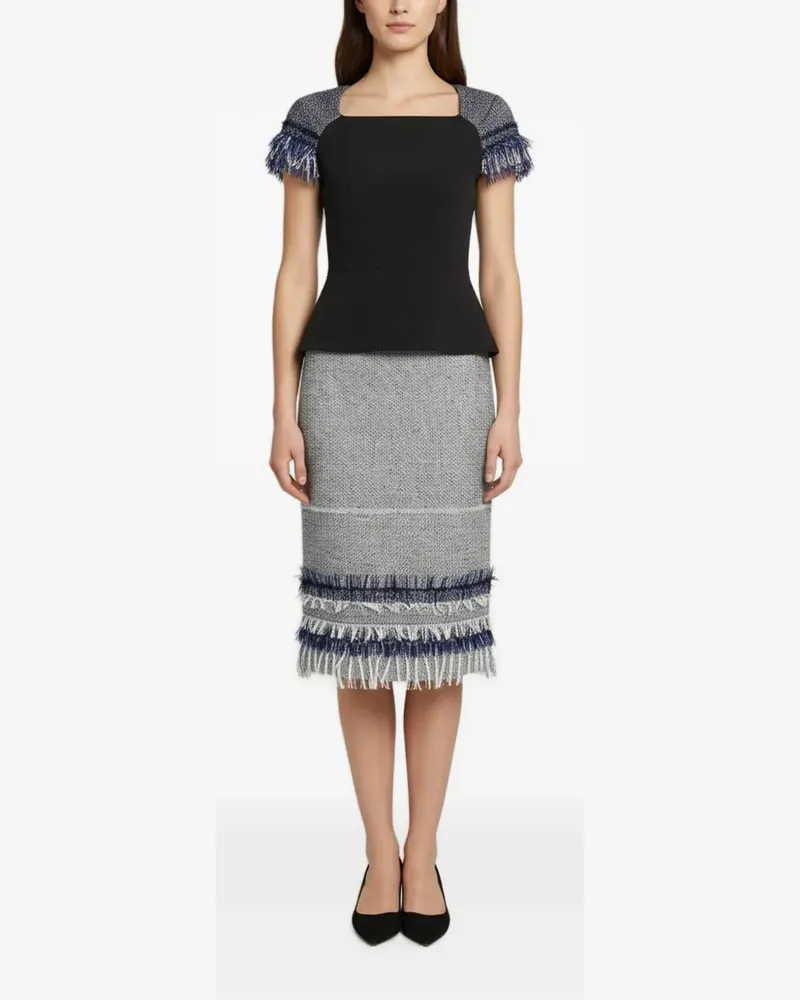 Roland Mouret tweed fringed midi skirt set - Schwarz Schwarz