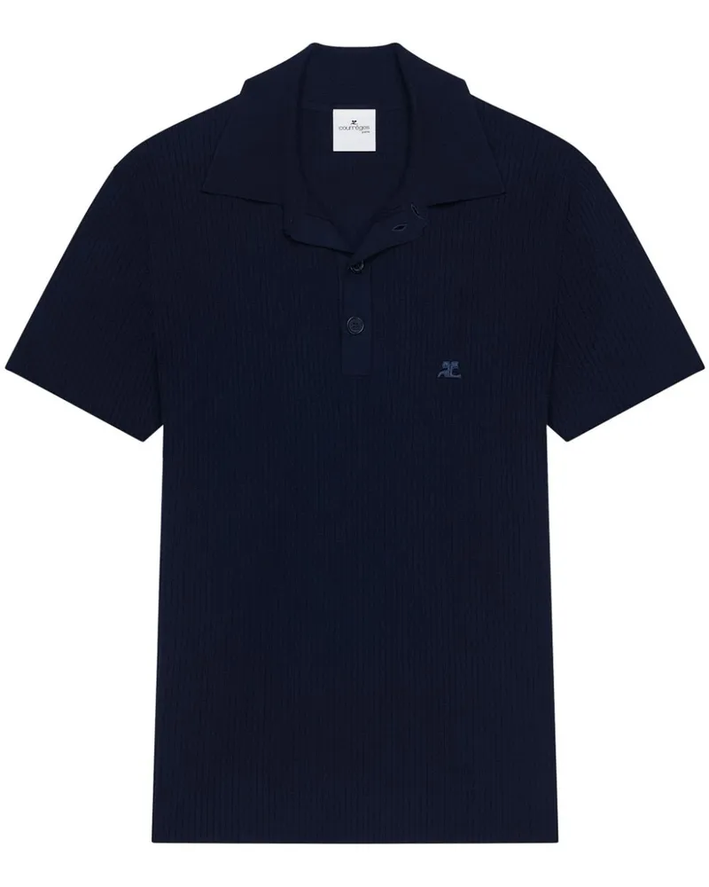Courrèges Geripptes Poloshirt - Blau Blau