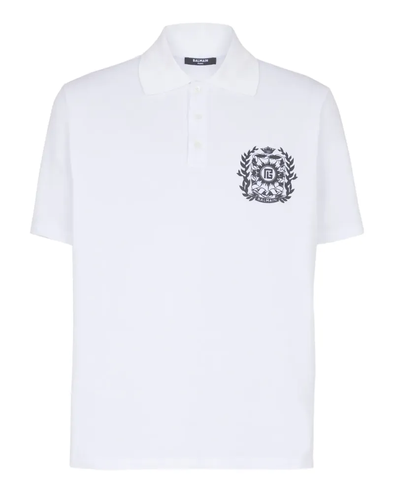 Balmain Poloshirt mit Logo-Print - Weiß Weiß