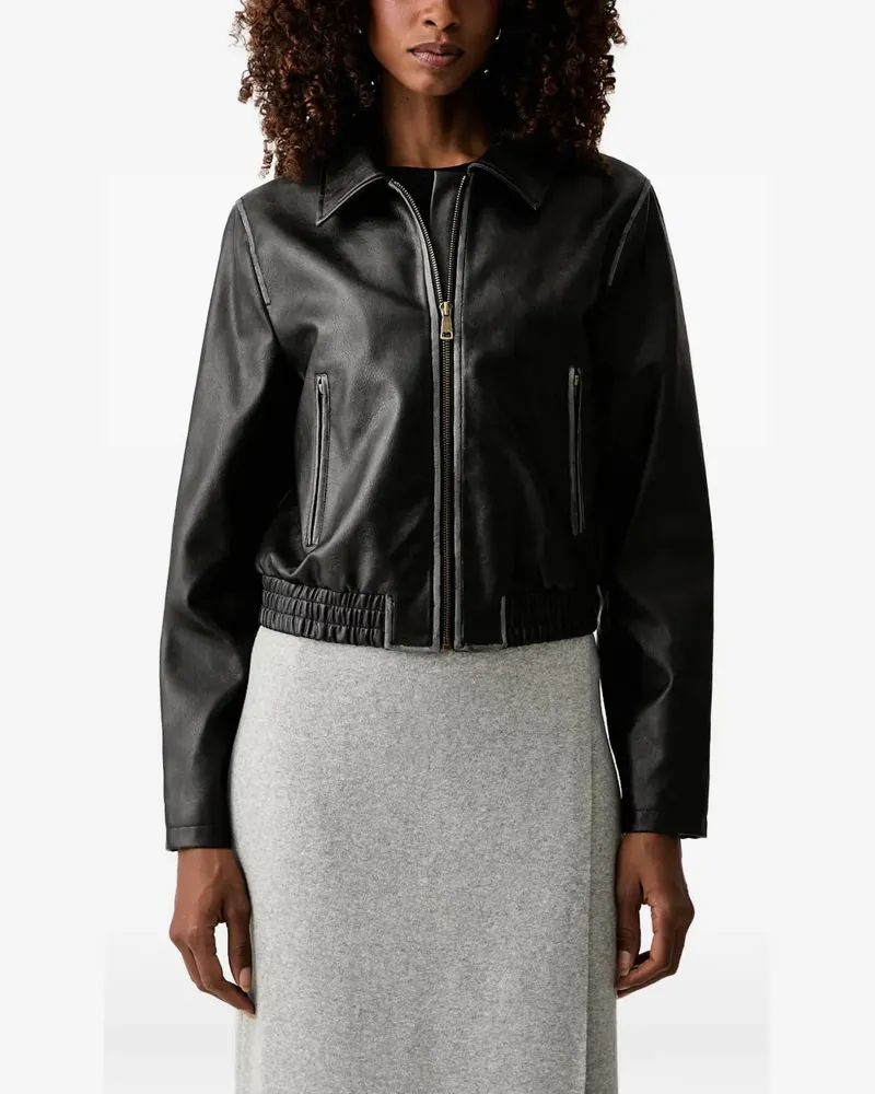 Twin-Set elasticated-hem zip-up jacket - Schwarz Schwarz