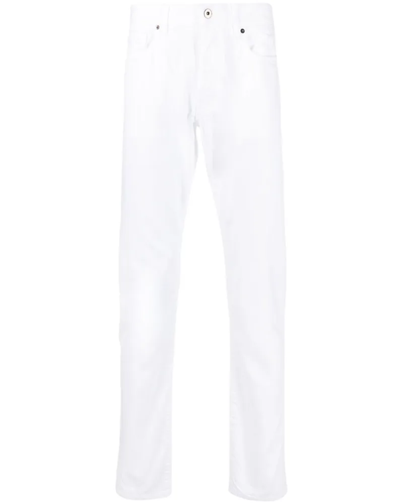 14BROS Straight-Leg-Jeans mit Logo-Patch - Weiß Weiß