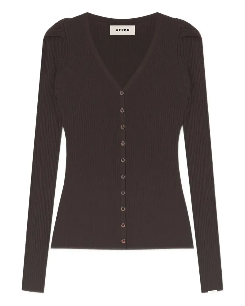 AERON Cardigan mit V-Ausschnitt - Braun Braun