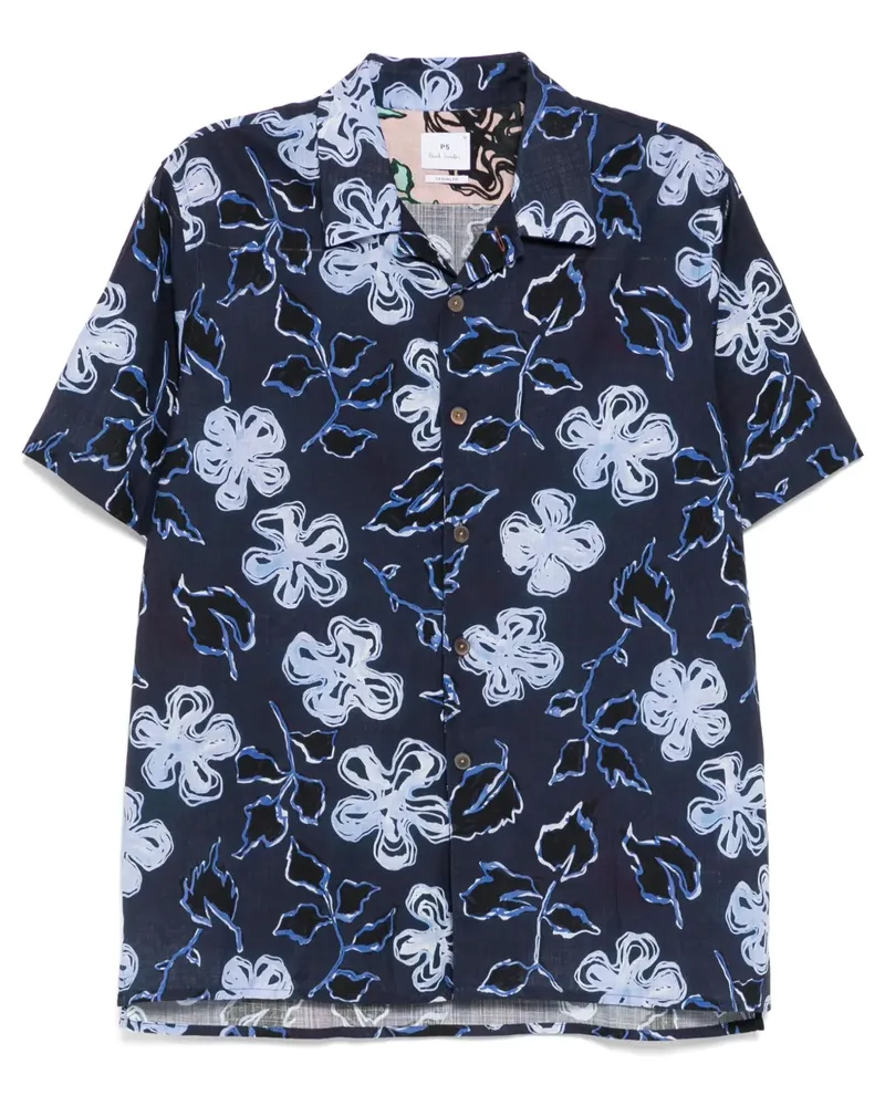 Paul Smith Hemd mit Blumen-Print - Blau Blau