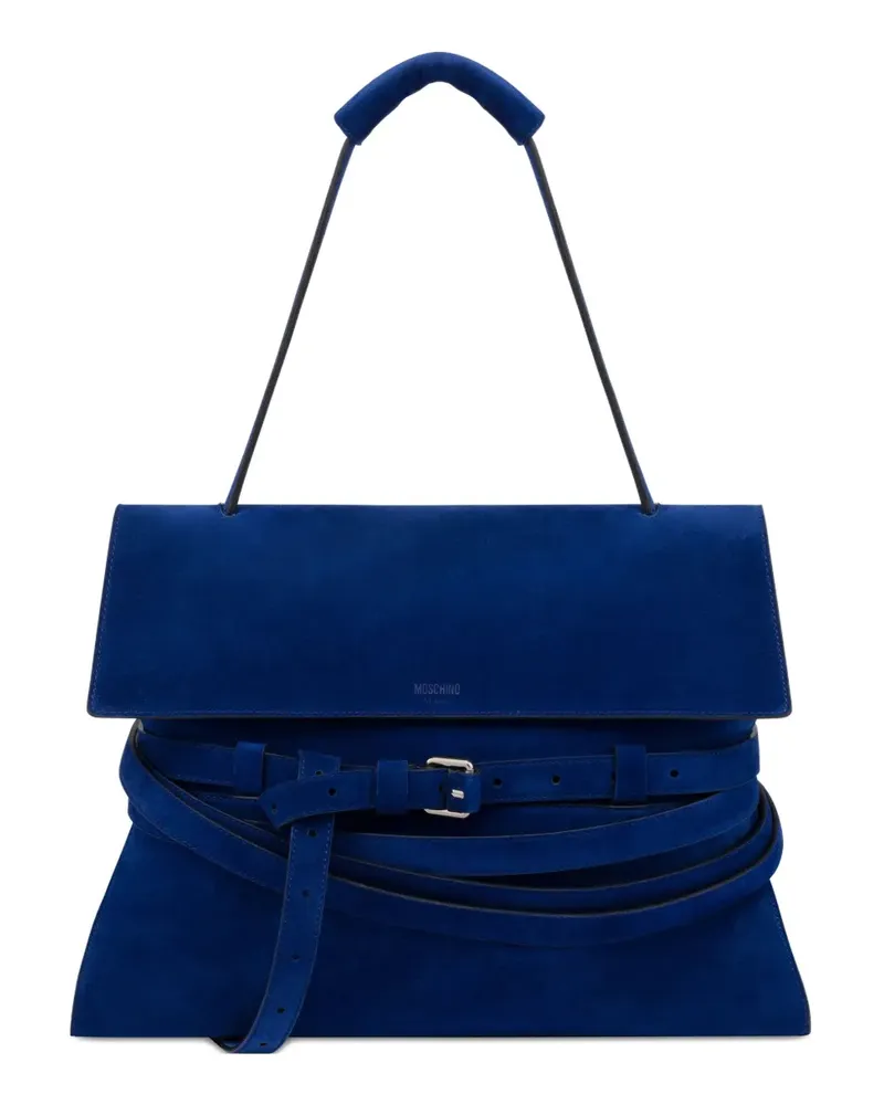 Moschino belted leather shoulder bag - Blau Blau