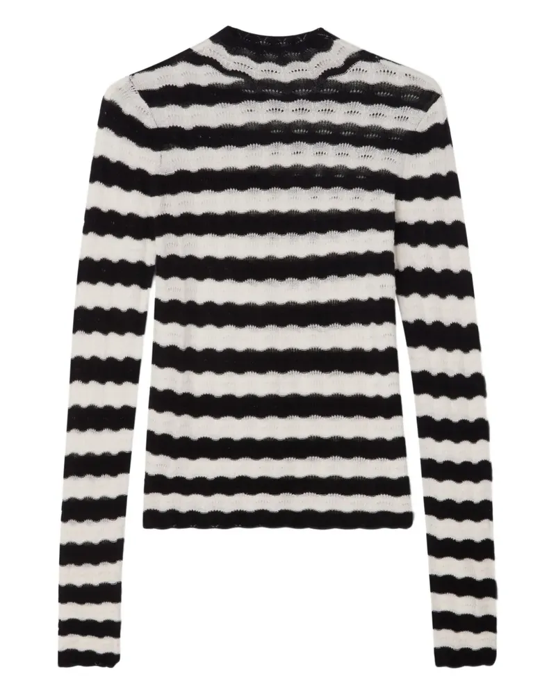 House of Dagmar Gestreiftes Langarmshirt - Schwarz Schwarz