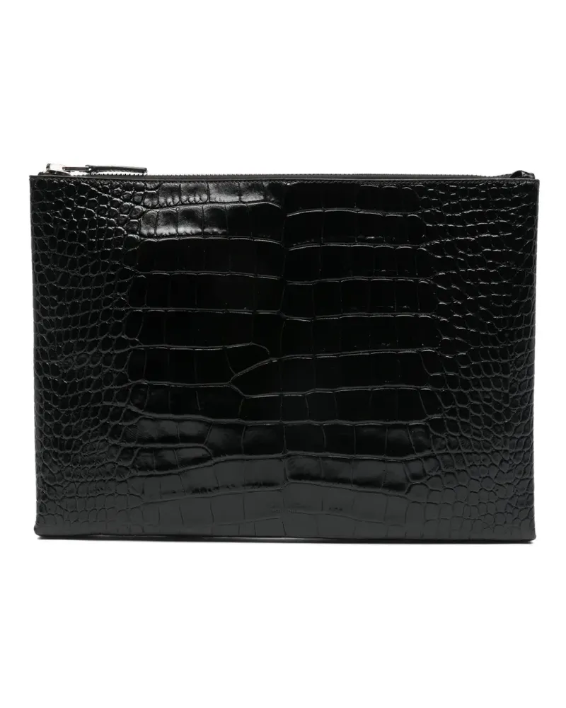 Tom Ford textured zip-closure clutch bag - Schwarz Schwarz