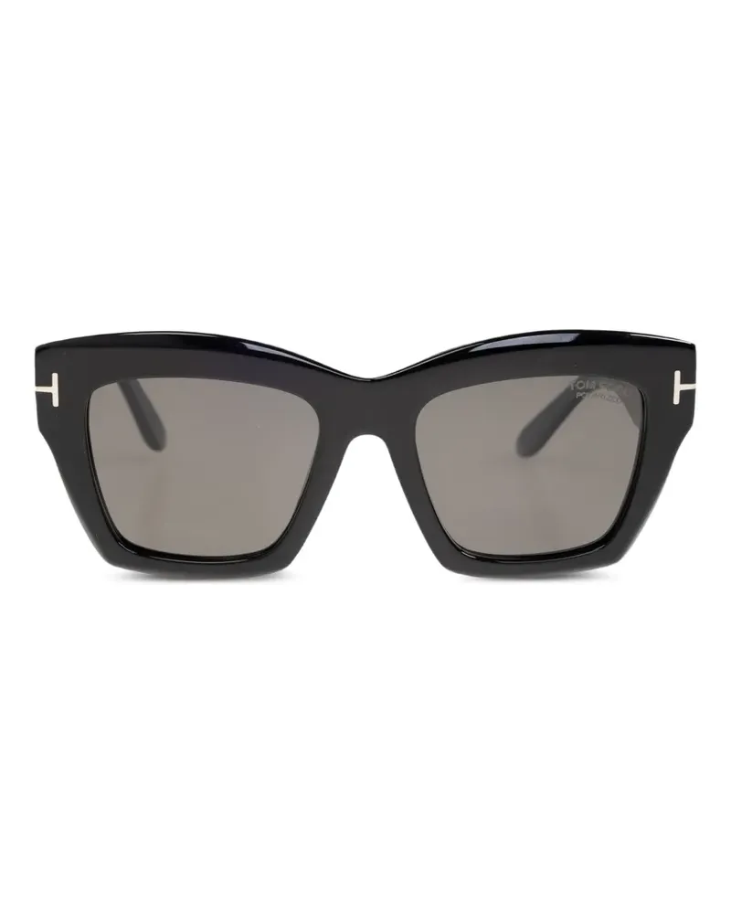 Tom Ford Cat-Eye-Sonnenbrille mit T-Logo - Schwarz Schwarz